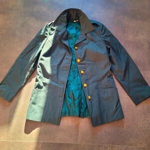 Elegant Teal Blazer with Gold Accents